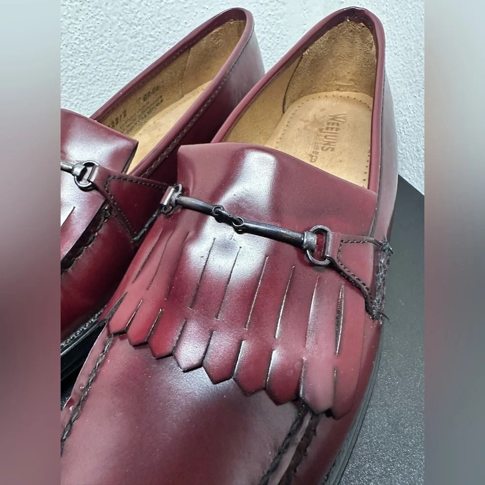 GH Bass & Co Weejuns Fringe Horsebit Loafers Dress Shoes Women’s 9.5 Burgundy - Picture 10 of 12